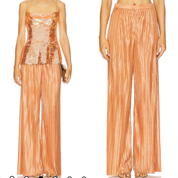 Sabina Musayev Metallic Wide Leg ‎ Pants